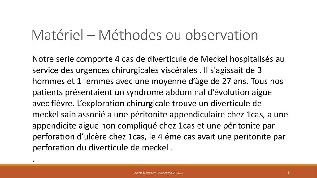 Diverticule De Meckel A Propos De Cas Ppt T L Charger